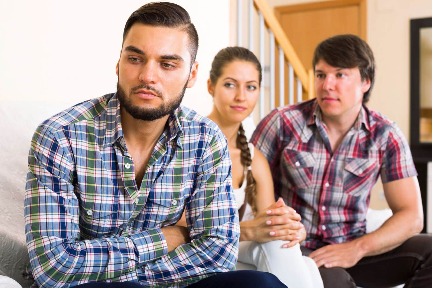 a group of people sitting on the stairs